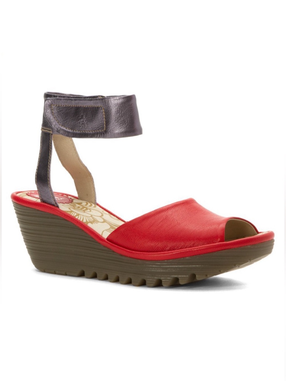 Fly London Yula Wedge Sandal EU 39 US 8.5 Leather Ankle Strap Casual - Picture 2 of 10